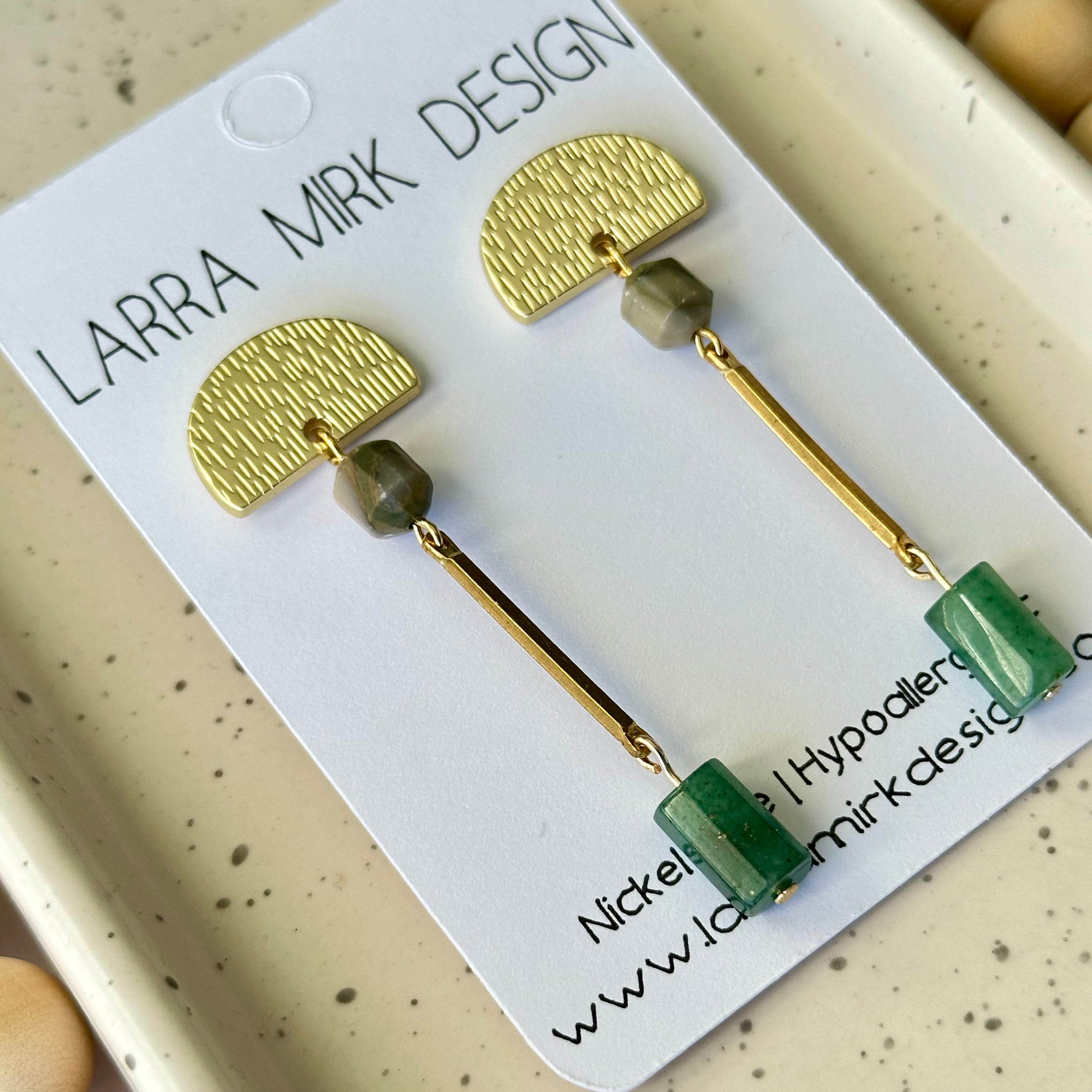 COFFEE JASPER AND ADVENTURINE EARRINGS