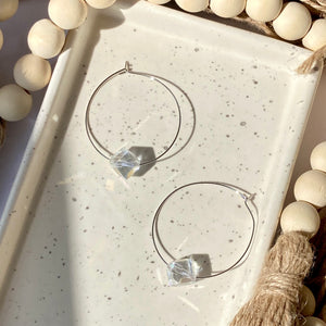 CRYSTAL HOOPS | Crystal Cube | Silver