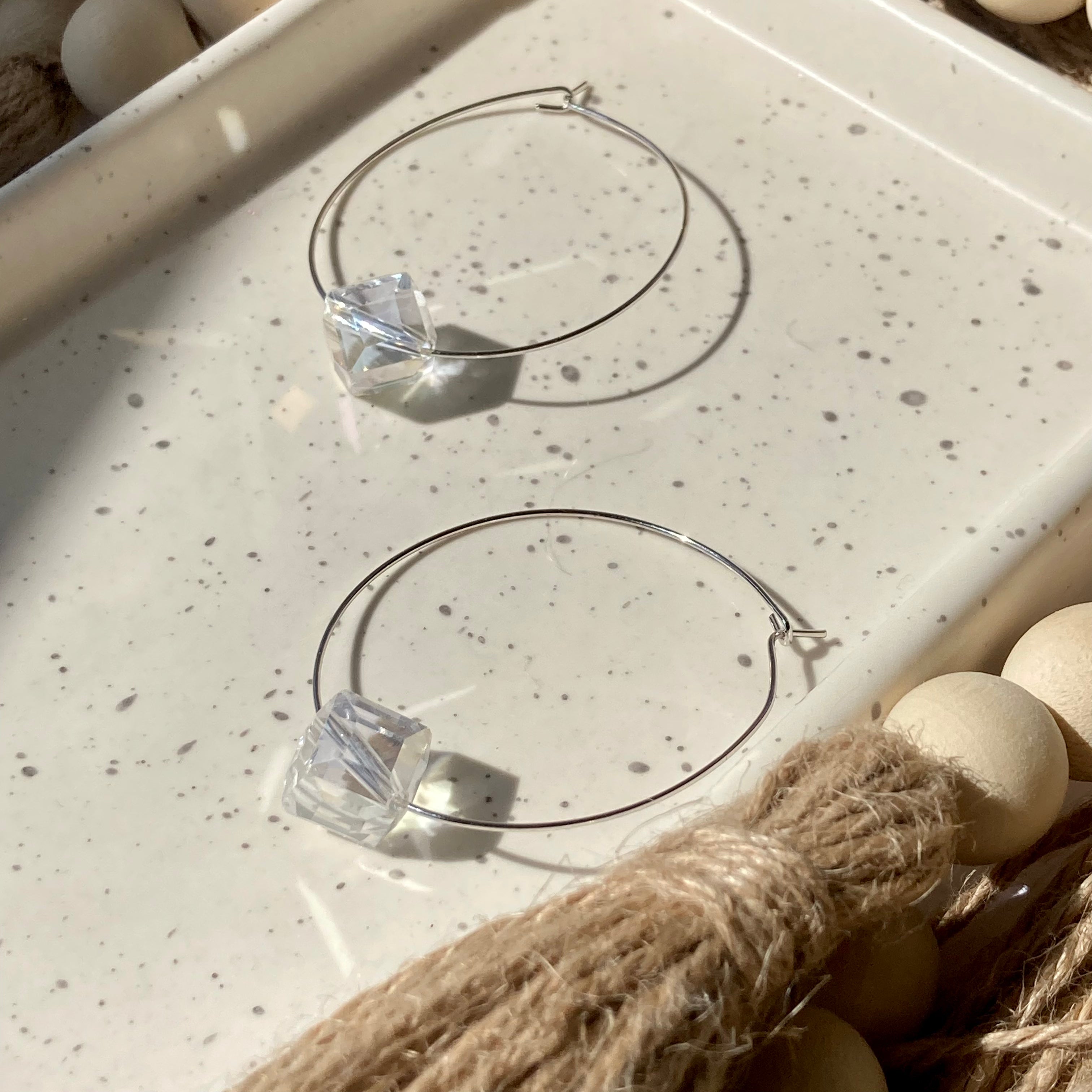 CRYSTAL HOOPS | Crystal Cube | Silver