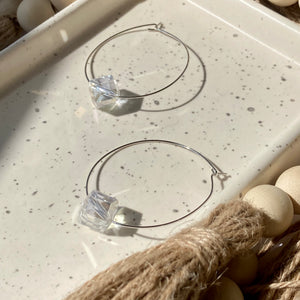 CRYSTAL HOOPS | Crystal Cube | Silver