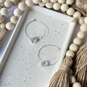CRYSTAL HOOPS | Crystal Cube | Silver