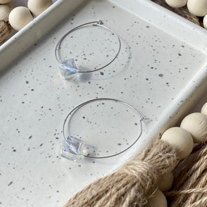 CRYSTAL HOOPS | Crystal Cube | Silver