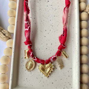 BANDANA CHARM NECKLACE | 5 Charms | Gold Filled