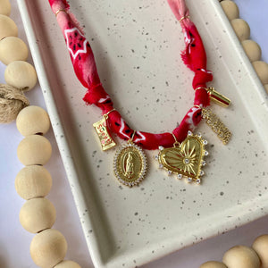BANDANA CHARM NECKLACE | 5 Charms | Gold Filled