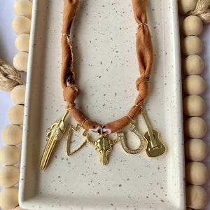 BANDANA CHARM NECKLACE | 5 Charms | Gold Filled