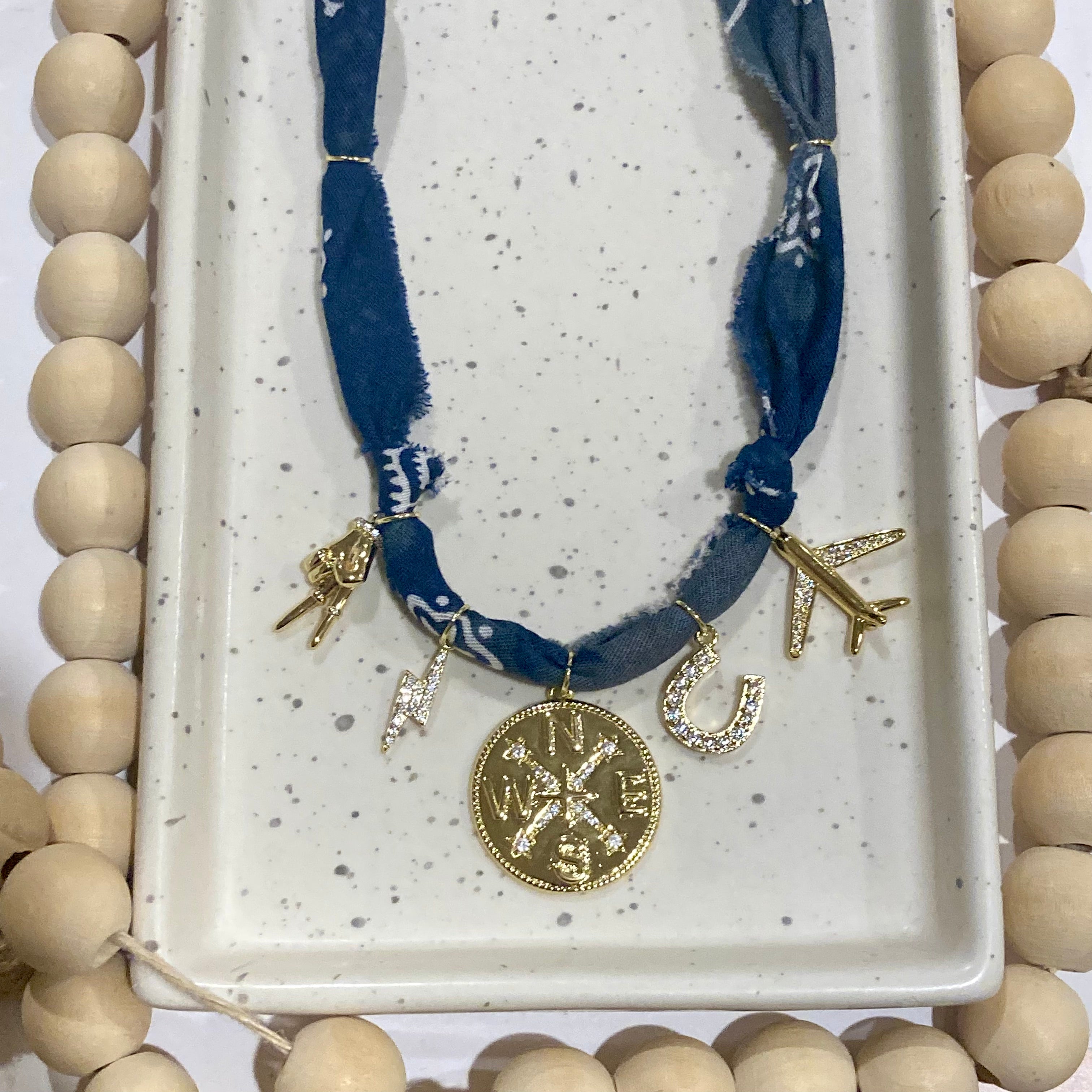 BANDANA CHARM NECKLACE | 5 Charms | Gold Filled