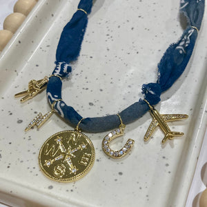 BANDANA CHARM NECKLACE | 5 Charms | Gold Filled