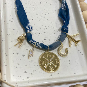BANDANA CHARM NECKLACE | 5 Charms | Gold Filled