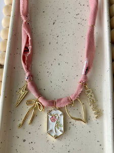 Bandana Charm Necklace | 5 Charms | Gold Filled