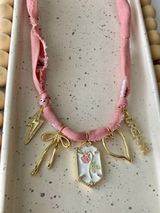 Bandana Charm Necklace | 5 Charms | Gold Filled
