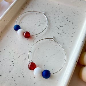 PATRIOTIC EARRINGS | Silver Patriotic Hoop