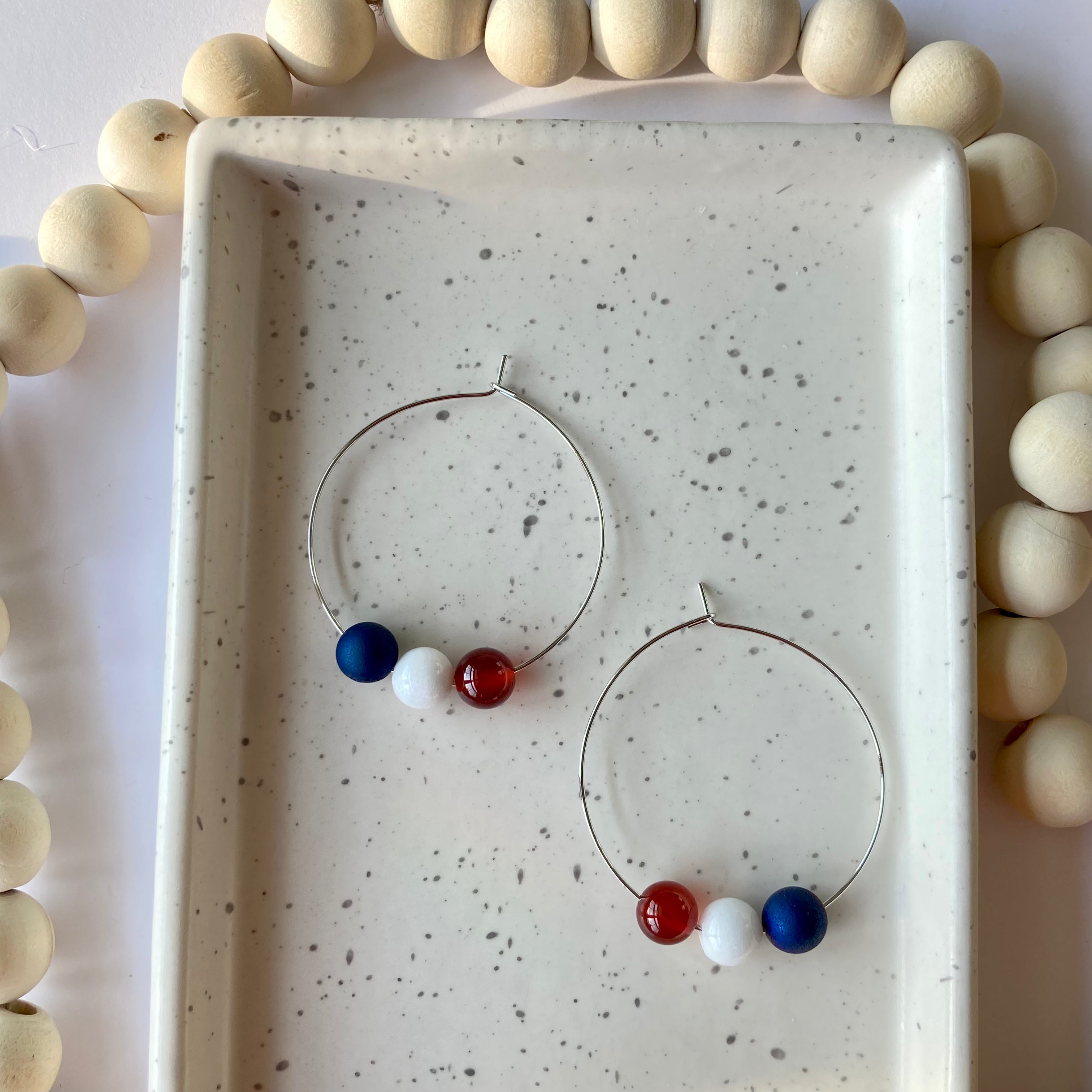 PATRIOTIC EARRINGS | Silver Patriotic Hoop