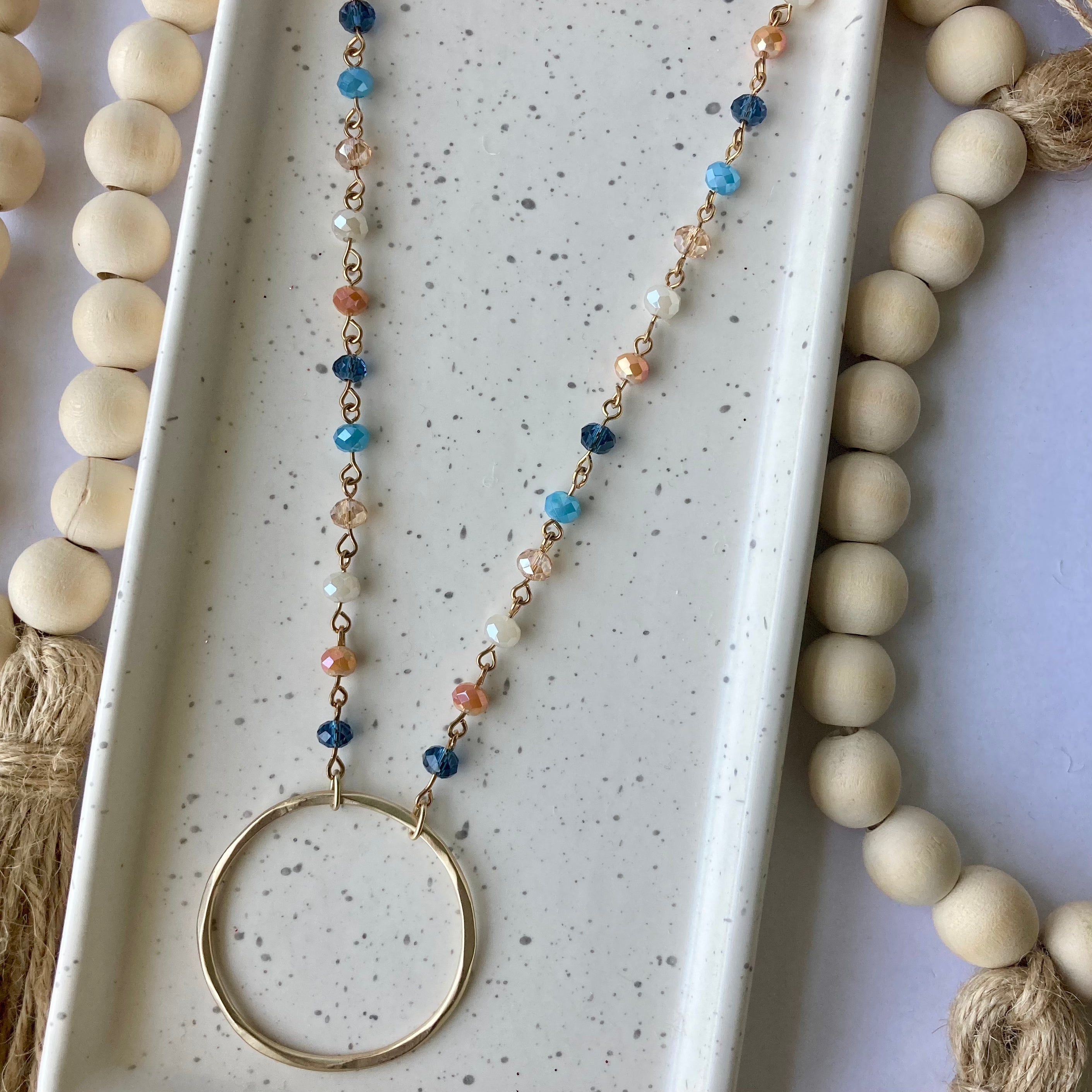 Leni Necklace | Colorful | Brushed Gold